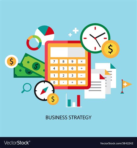 Business Strategy Planning Icon Flat Set Vector Image