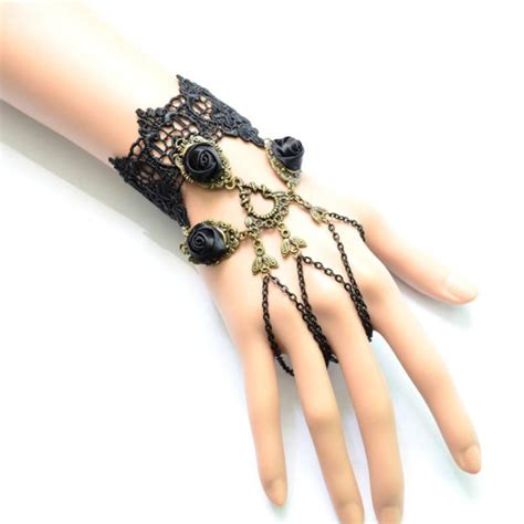 Buy Fashion Jewelry Elegant Gothic Style Lace Black Rose Bracelet With