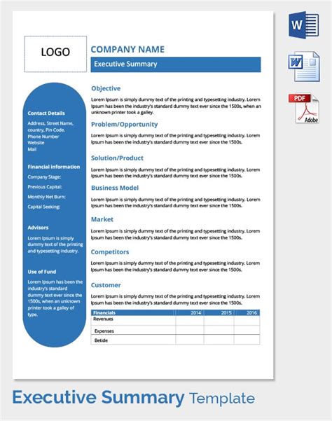 Microsoft Word Executive Summary Template Free Word Template