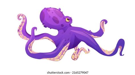 Purple Octopus Cartoon Vector Illustration Sea Stock Vector (Royalty ...