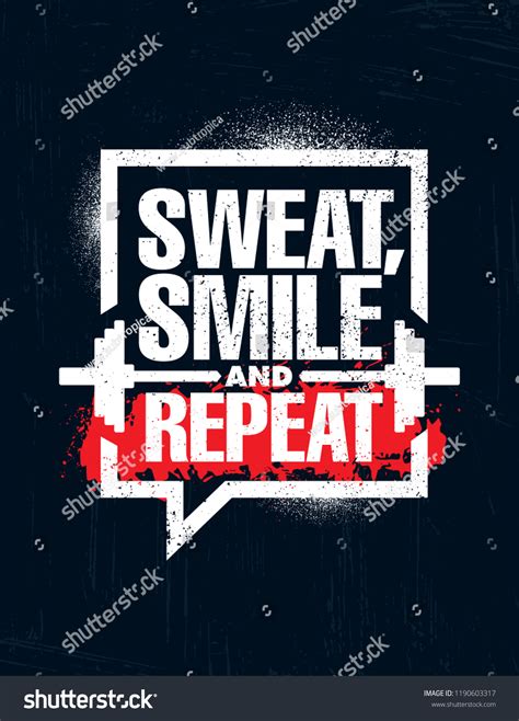 Sweat Smile Repeat Inspiring Workout Fitness Stock Vector Royalty Free