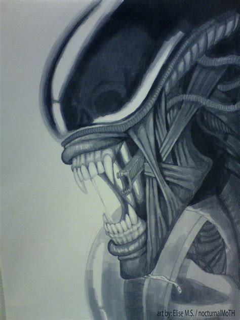 Simple Xenomorph Head Drawing - img-Abhinav