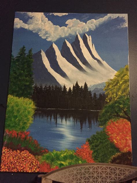 Bob Ross paint along, by me, acrylic on canvas, 2020 : r/Art