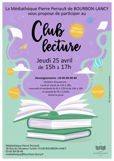 Le Club Lecture Continue En Avril Ville De Bourbon Lancy Ville De