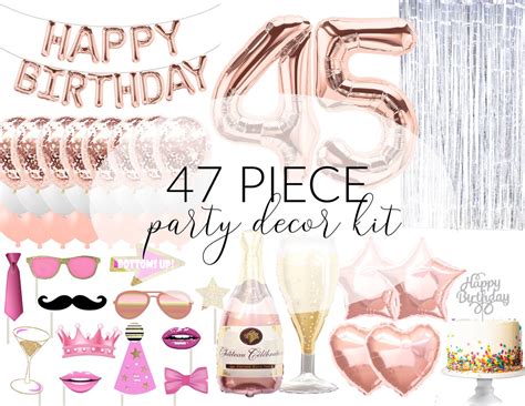 45th Birthday Party Decorations 45th Rose Gold Party Decor Kit - Etsy