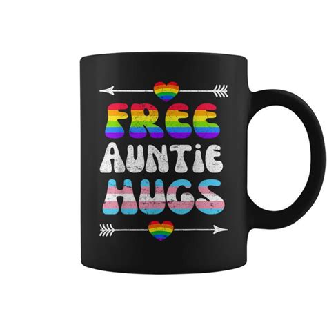 Free Auntie Hugs Lgbt Gay Lesbian Pride Month Rainbow Flag Coffee Mug Mazezy De