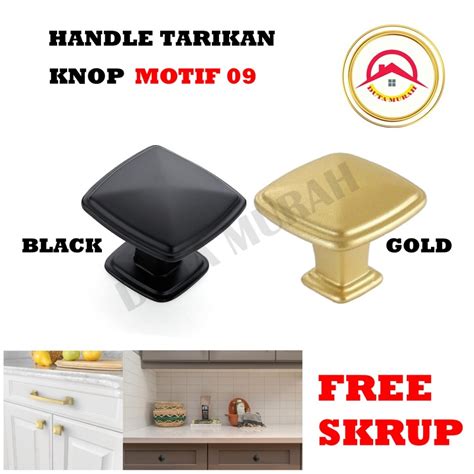 Jual Knop Tarikan Laci Coating Gold Black Knob Motif Gagang Pintu