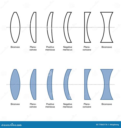 Tipos E Classificação Do Vetor Simples Das Lentes Ilustração do Vetor