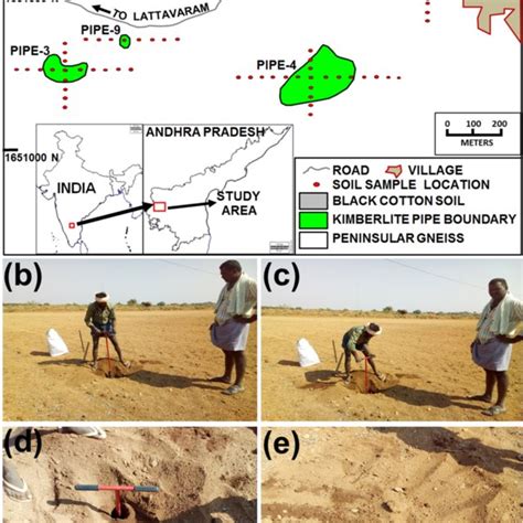 Sampling plan in the present study. (a) Kimberlite pipe boundaries in ...