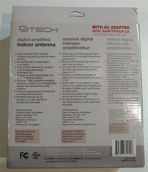 Cj Tech Digital Amplified Indoor Antenna Full Hd 1080p For Sale Online