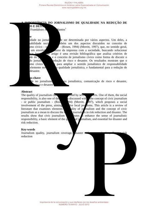 PDF A IMPORTÂNCIA DO JORNALISMO DE QUALIDADE NA REDUÇÃO DE RISCOS E