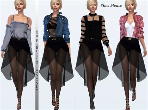 The Sims Resource Transparent Black Asymmetric Skirt