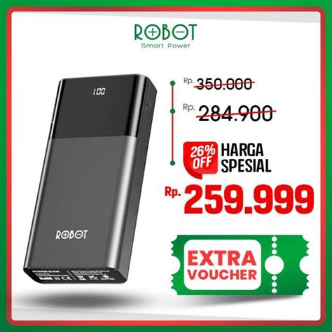 Jual Powerbank Robot Mah Rt Dual Port Input Output Original