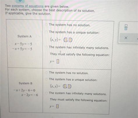 Solved Two Systems Of Equations Are Given Below For Each