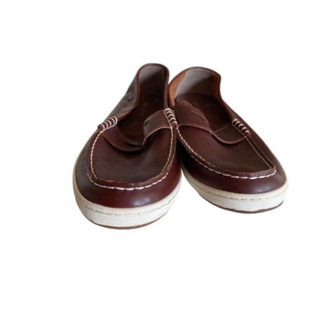 Cole Haan Brown Leather Slip On Boat Shoe Contrast St Gem