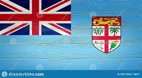 Fiji Flag Depicted In Paint Colors On Old Brick Wall Textured Banner