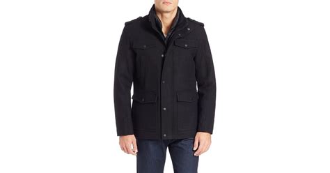 Guess Wool Blend Jacket With Removable Bib In Black For Men Lyst