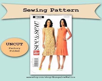 Sz 6 8 10 12 14 Butterick Dress Pattern B5981 Misses Lined V Neckline