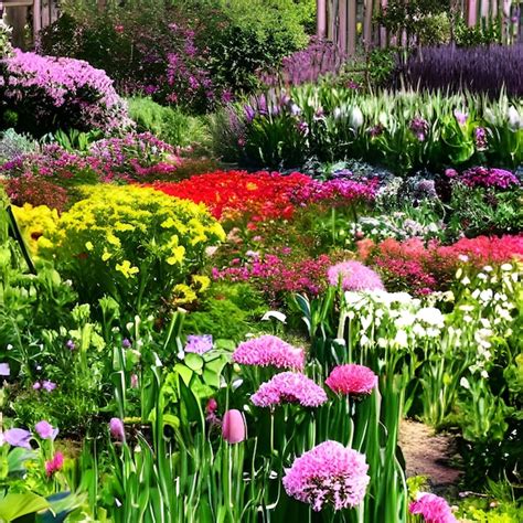 Premium AI Image | Spring Garden with Colorful flowers