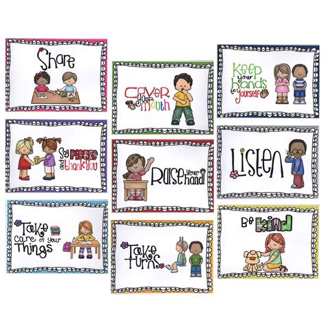 Alpurple 9 Packs A4 Size Class Rules Posters A4 Size Classroom Rules Behavior