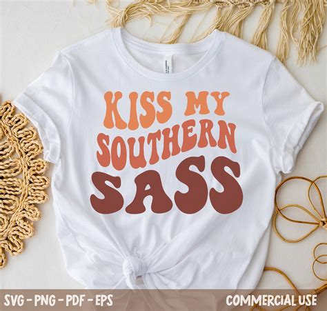 Kiss My Southern Sass Svg Boho Vintage Wavy Stacked Svg Png Etsy