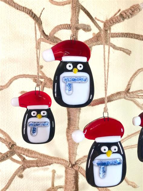 Fused Glass Christmas Penguin Hanging Christmas Tree Etsy UK