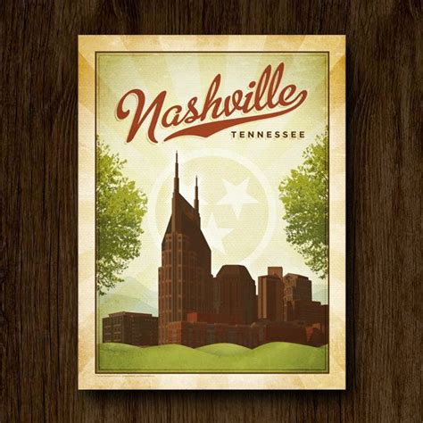 Nashville Vintage Travel Poster Size 18x24 30 00 Via Etsy