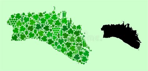 Mapa Das Colagens De Vinhos E Uvas Da Ilha Da Menorca Ilustração Stock