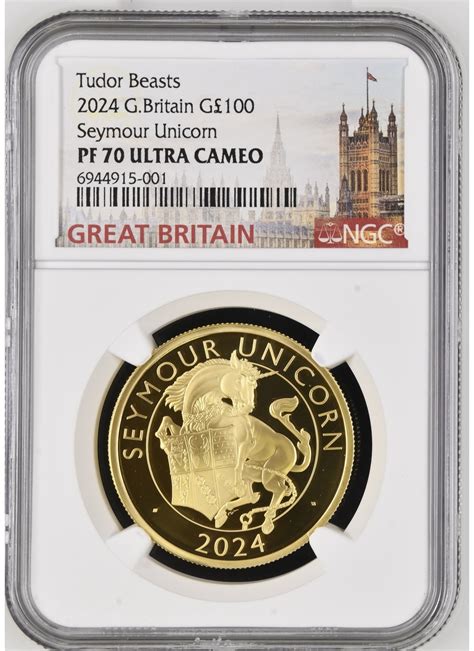 2024 The Royal Tudor Beasts Seymour Unicorn 1oz Gold Proof Coin PF70