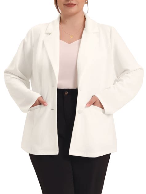 Agnes Orinda Womens Plus Size Fall Workwear Notched Lapel Button Down Office Blazer