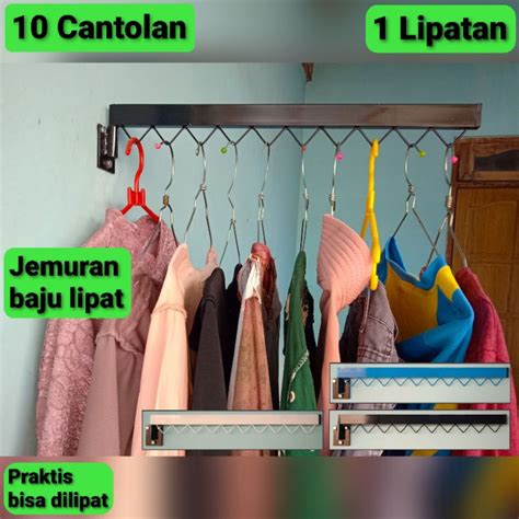 Jual Jemuran Baju Dinding Lipat Gantungan Baju Dinding Lipat Single