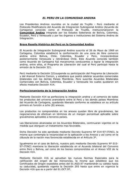 El Peru En La Comunidad Andina PDF