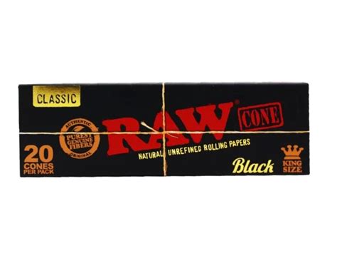 Raw Black Classic King Size Pre Rolled Cones 20 Pack Smokers Choice Uk