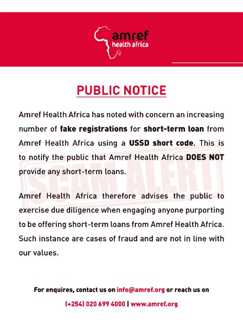 Amref Health Africa In Kenya On Twitter SCAM ALERT Amref Health