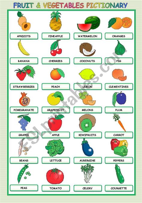 Fruits And Vegetables English Esl Worksheets For Distance Learning E