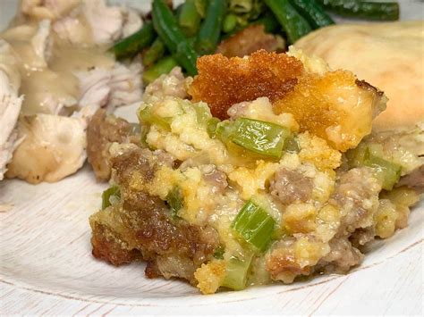 Southern Cornbread Dressing With Sausage Hot Rod S Recipes