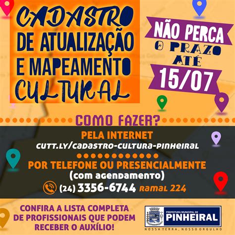 PRAZO FINAL PARA CADASTRO DE MAPEAMENTO CULTURAL Prefeitura Municipal