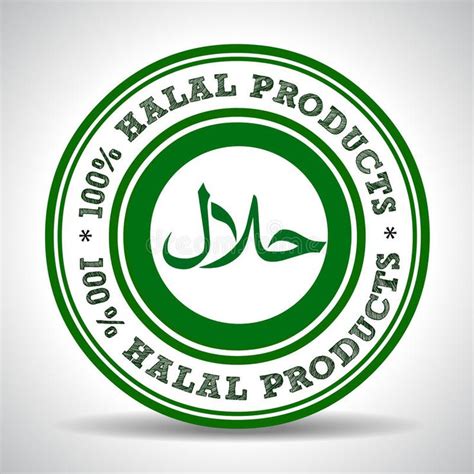 100 Halal Product Green Label, Certified Halal Food Seal Stock Vector - Illustration of vector ...