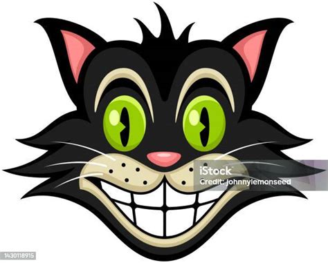 Cartoon Black Cat Face Stock Illustration - Download Image Now - Animal ...