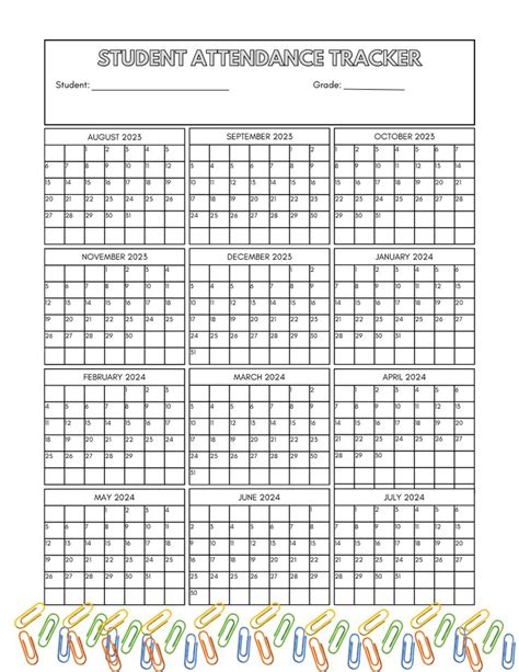 Attendance Tracker | Attendance tracker, Homeschool attendance, Student attendance