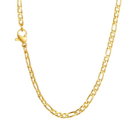 Vnox Figaro Chain Necklace 157 24 Inches 3mm Stainless Steel 18k Gold Plated Figaro Link Chain