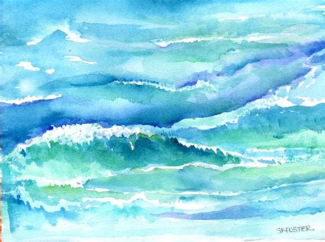 Original Ocean Waves Watercolor 5 X 7 Inches Watercolor Ocean Watercolor Wave Watercolor Art