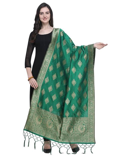 Green Poly Silk Banarasi Womens Dupatta Satrani Fashion 3024831