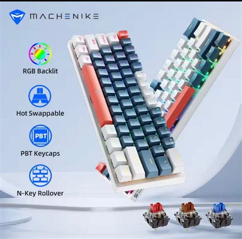 Machenike K B Custom Mechanical Keyboard Keys Wired Keyboard Hot Swappable RGB