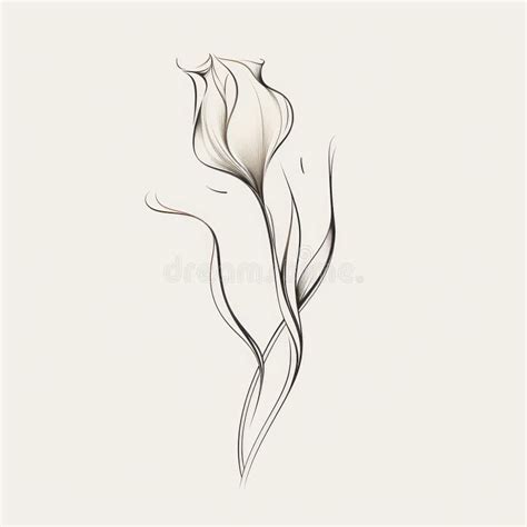 Minimalist Single Tulip Illustration On Light Background Stock