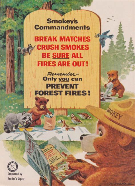 Smokey Bear Commandments Only You Can Prevent Forest Fires Ad 1958 Rd