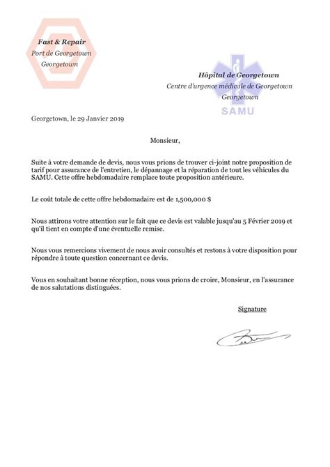 Lettre De Devis Exemple