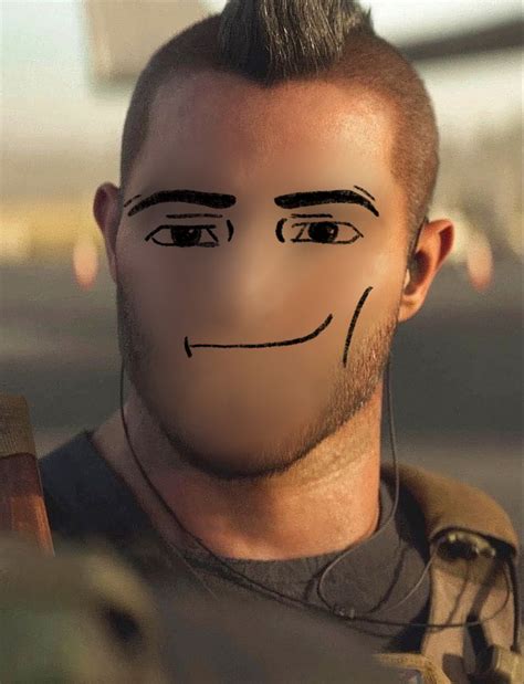 Soap Mactavish From Call Of Duty With The Roblox Man Face Drawn Onto Him John Mactavish Cod