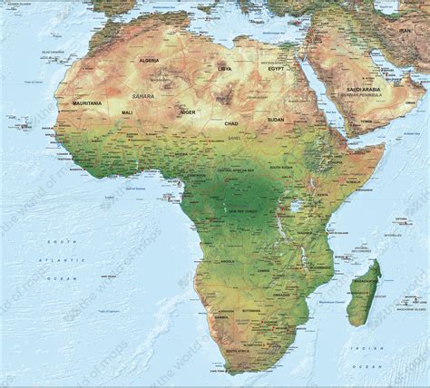 Physical Map Of Africa With Labels