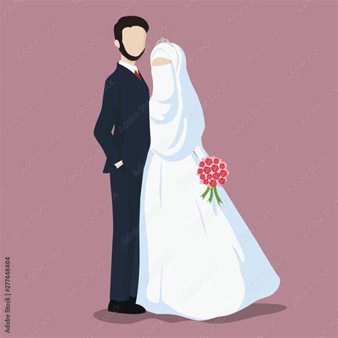 Muslim Bride And Groom Wedding Concept Illustration Stock Vector